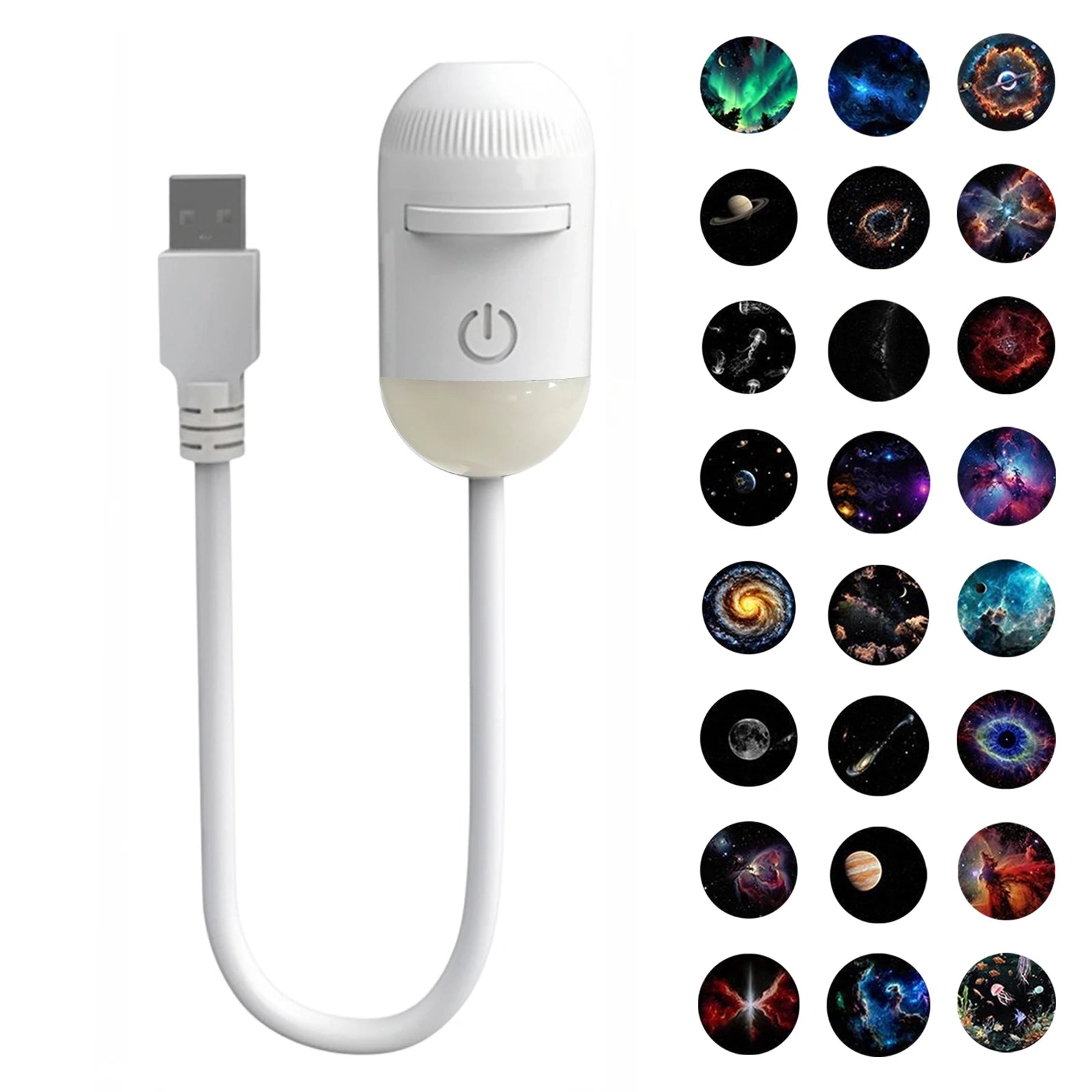 2-in-1 Mini Galaxy Star Projector Night Light Sliding Films Starry Sky Ambient Light 360° Rotating Background Atmosphere Light