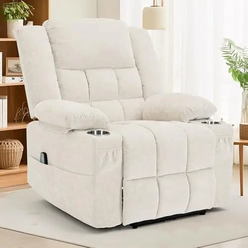 360° Swivel Rocker Recliner for Adults, Nursery Glider Recliner with Massage and Heating, Rocking Chair with Cup