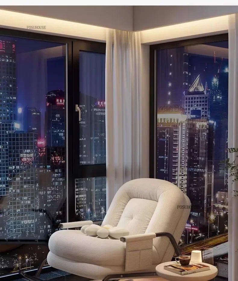 Modern Corduroy Living Room Chair Multifunctional Lazy Chair with Backrest for Balcony Home Leisure Creative Design