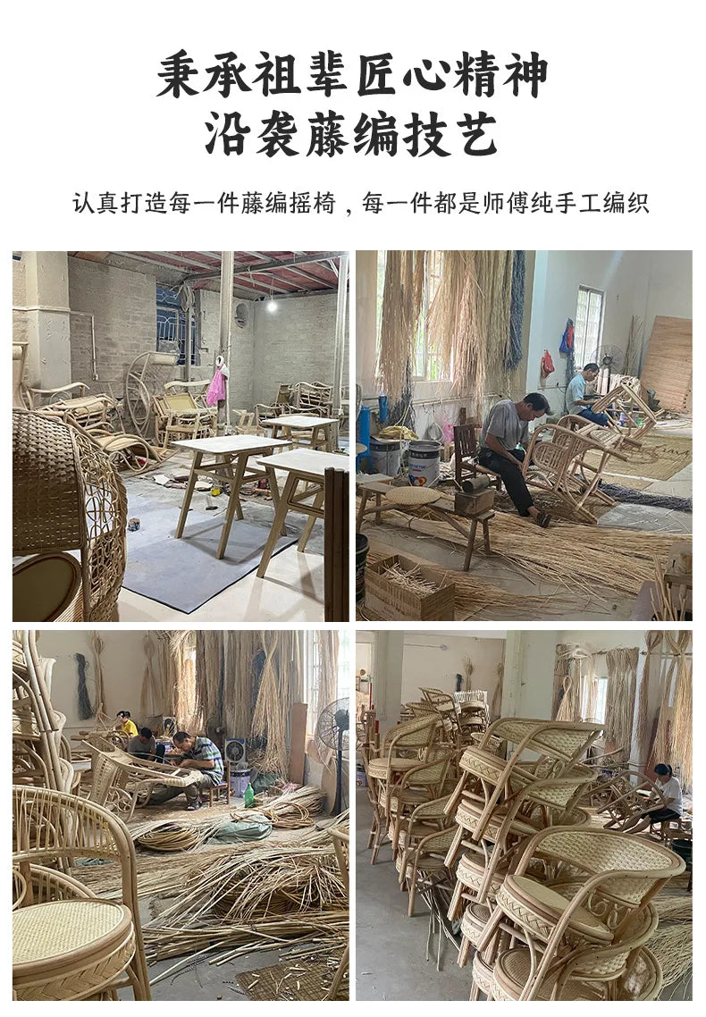 Home Balcony Leisure True Vine Elderly Rocking Chair Reliable Back Braided Rattan Chair Living Room