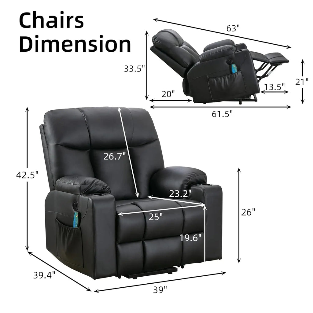 Extra Wide Lift Chair with Heat and Massage, Faux Leather Power Lift Recliner Massage Chair for Adults Elderly,, Customized