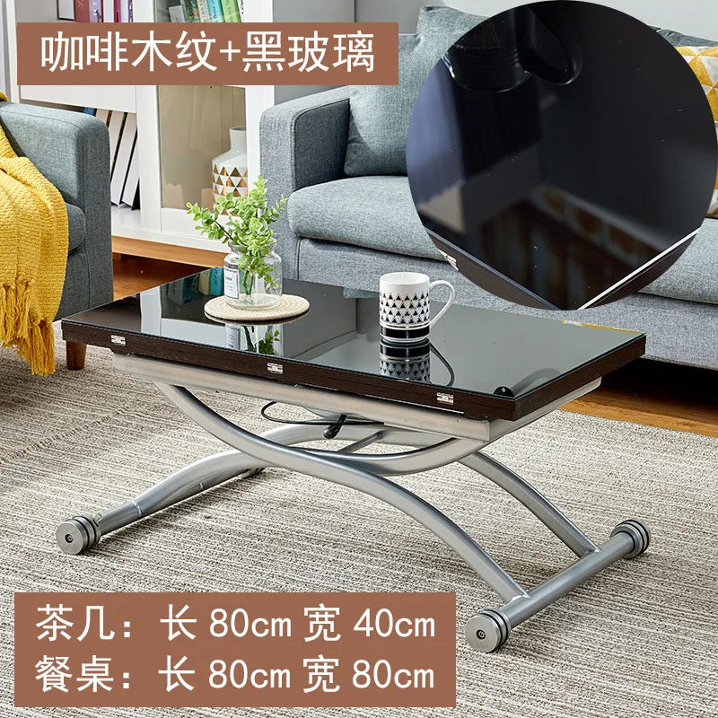 YFY  Activity Coffee Table Dining Table Integrated Small Apartment Folding Lifting Dual-use Movable with Wheels Two-in-One