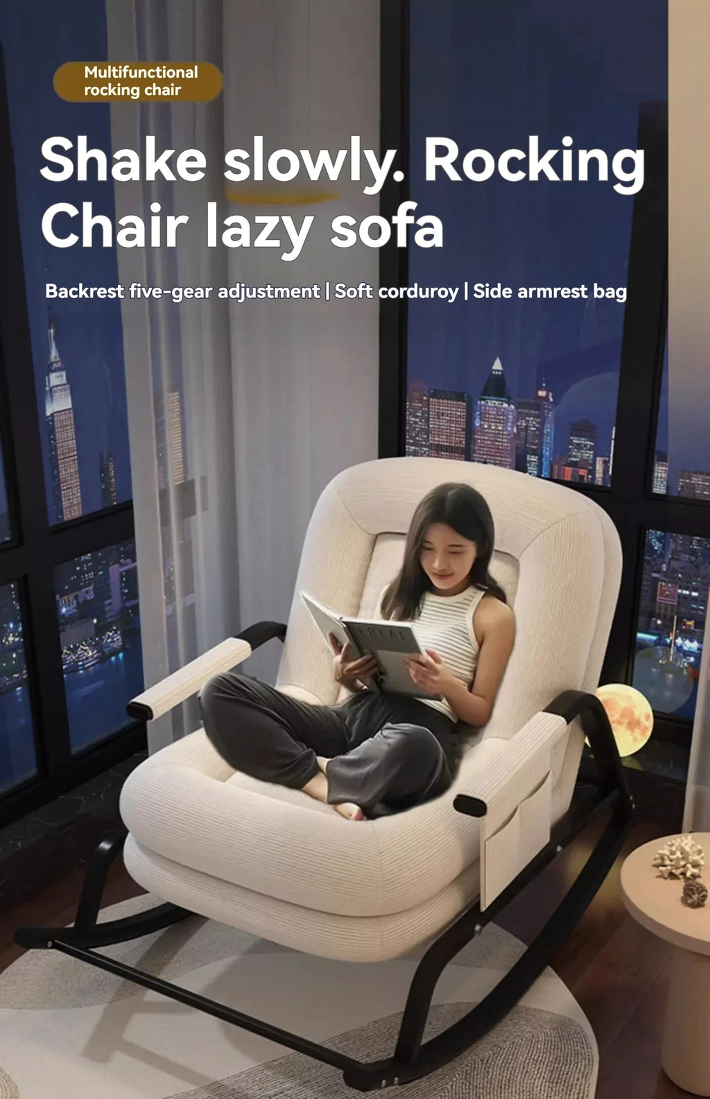 Swinging Chair Adults Can Sleep Creamy Style Dog House Rocking Chair Single Lazy Person, Home Small Sofa