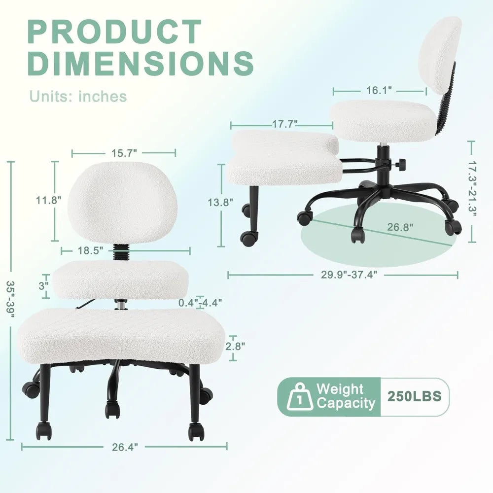 Ergonomic Criss Cross Legged Office Chair, 360° Swivel Meditation Kneeling Chair with Wheels, ADHD Chair