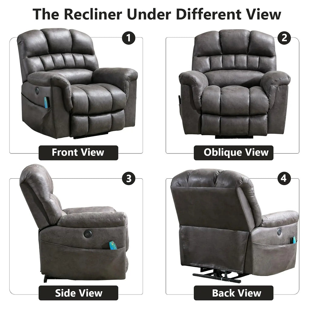Oversized Power Lift Recliner with Massage and Heat for Elderly, Faux Leather Electric Lifting Reclining Chair with, Customized