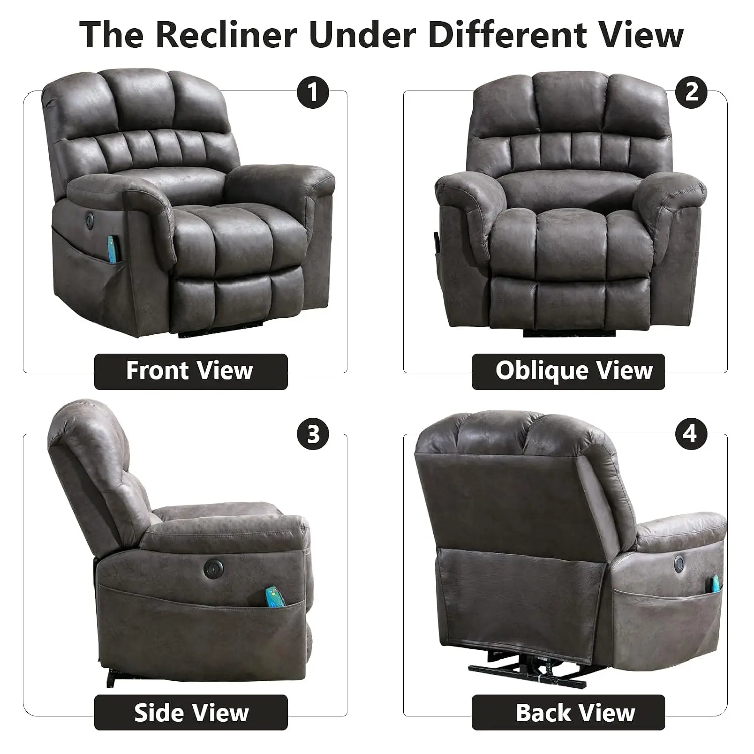 Oversized Power Lift Recliner with Massage and Heat for Elderly, Faux Leather Electric Lifting Reclining Chair with, Customized