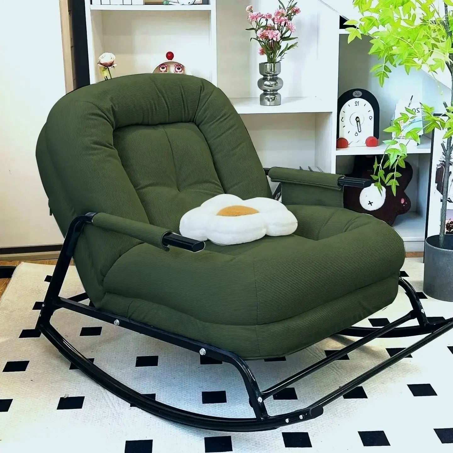 Household Single Rocking Chair Living Room Lazy Sofa Leisure Chair Single Balcony Leisure Sofa Adult Adult Reclining Chair