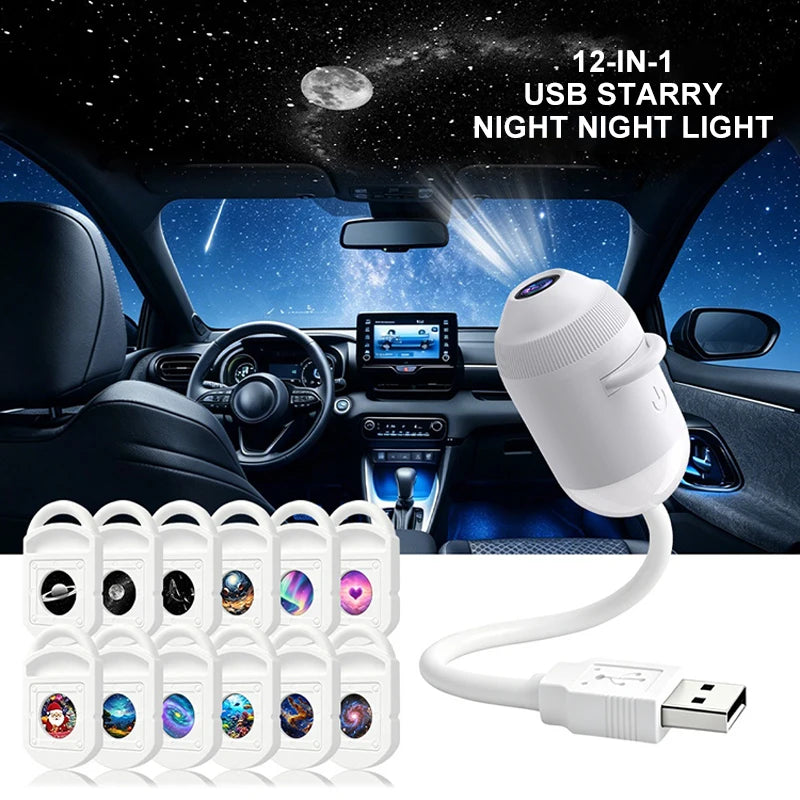 New Mini USB Plug-in Galaxy Star Projector Night Light 360° Rotatable Nebula Aurora Starry Sky Projector Light For Bedroom Decor