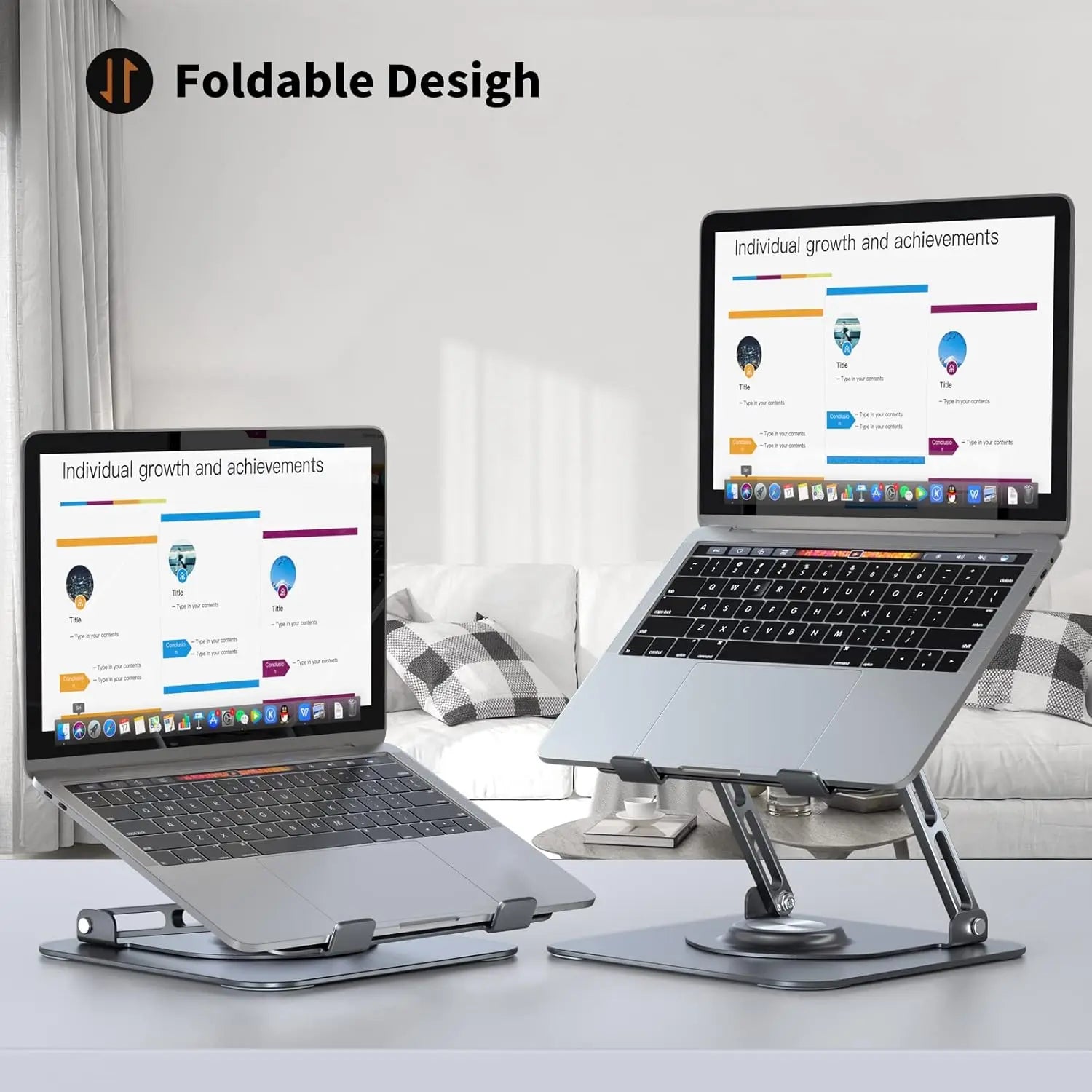 Foldable Portable Adjustable Computer Stand with 360° Rotating Base Ergonomic Laptop Riser  Laptop Stand for Desk