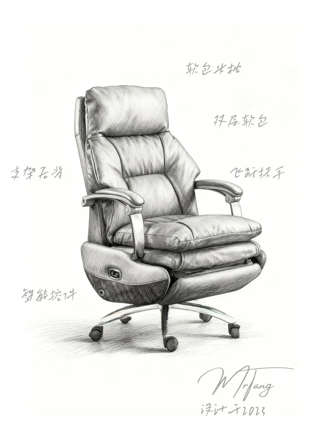 Electric boss leather office reclining office chair, comfortable sedentary home, study massage